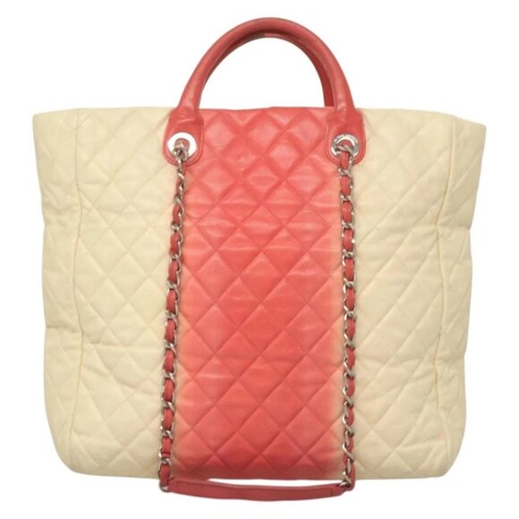 CHANEL Chain Matelasse Hand Bag Grained Calf Skin 2way White Silver CC Auth ... - Picture 3 of 16